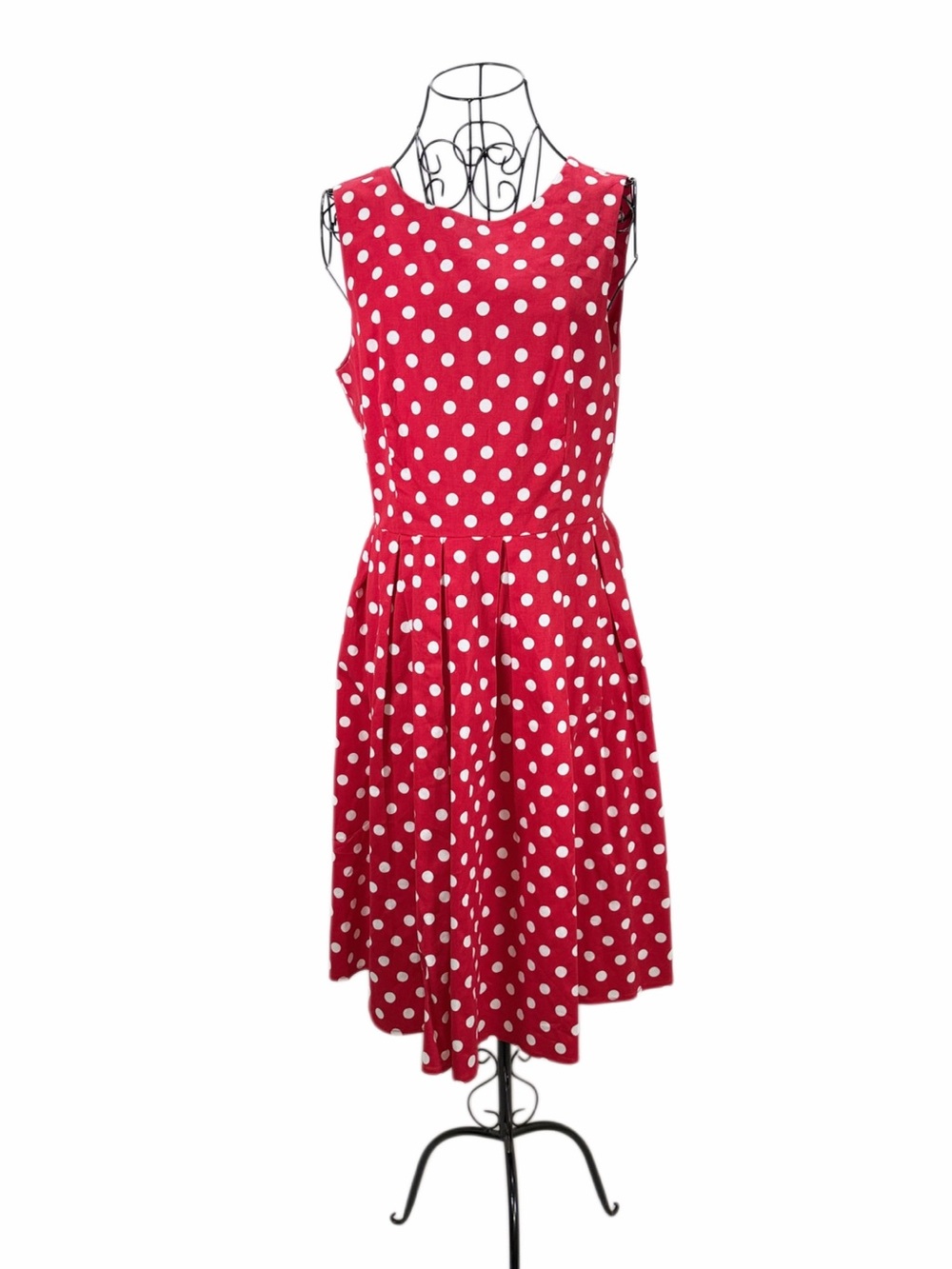 Red Polka Dot Sleeveless Fit & Flare Dress - Unbranded